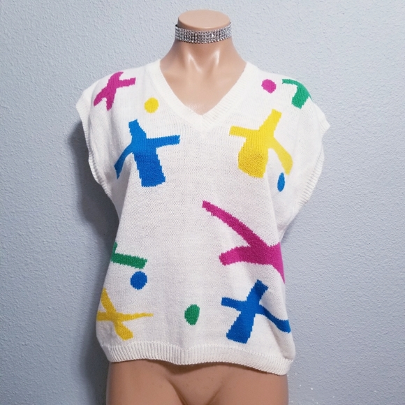 Vintage Sweaters - Vintage 80's retro MALL glam novelty STRANGER THINGS sweater top MEDIUM